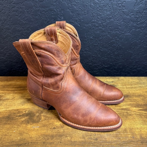 Tecovas Shoes - Tecovas‎ Boots Brown Leather Cowboy Western Ankle Boots Women Size 7B 2002